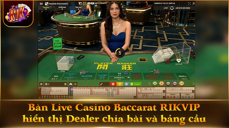 Giao diện bàn cược Baccarat trực tuyến theo thời gian thực ở RIKVIP