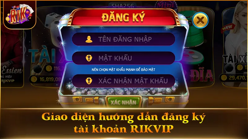 Biểu mẫu điền thông tin tạo tài khoản RIKVIP mới đơn giản