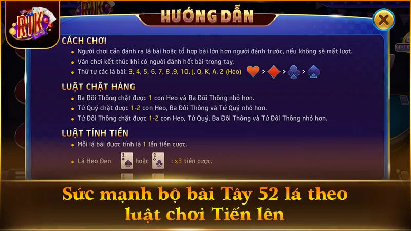 Giá trị số và chất bài trong luật chơi Tiến lên