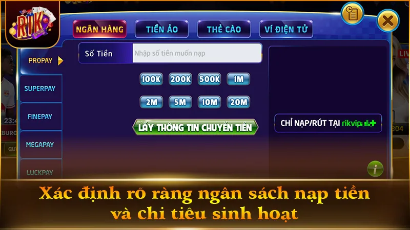 Ghi chép định mức tài chính và trách nhiệm người chơi